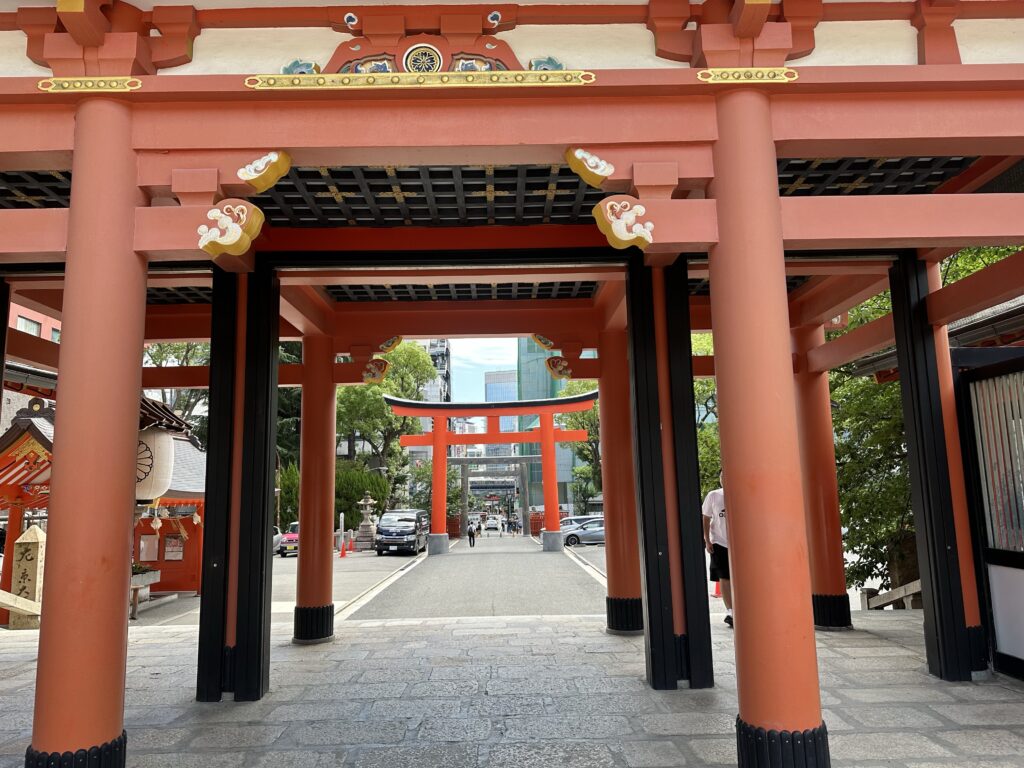 生田神社見たから見た三宮方面